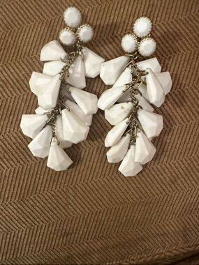 White Statement Cluster Drop Earrings - Women Jewelry